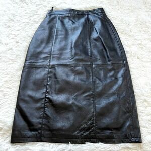 Vtg Leather Limited Women Skirt XS Black Y2K Gothic Grunge Old Money 13875x